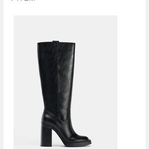 Zara Black Heeled Leather Boots